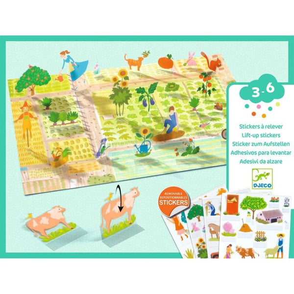 Djeco Farm 3D Lift-Up Stickers – 80 piece Reusable Scene Set KidzInc Australia