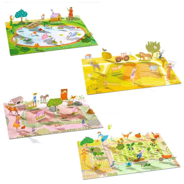 Djeco Farm 3D Lift-Up Stickers – 80 piece Reusable Scene Set KidzInc Australia 2