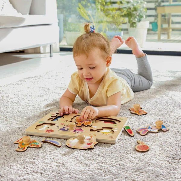 Hape Farmyard Layer Peg Puzzle for Toddlers 2+ | Animal Puzzle 3