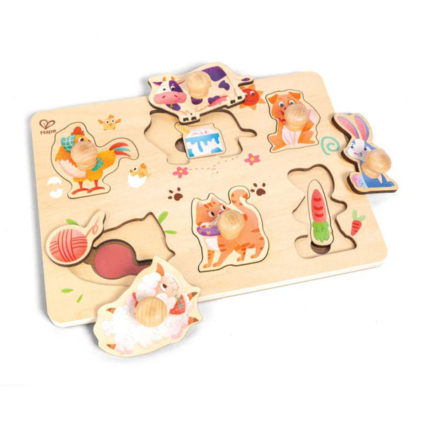 Hape Farmyard Layer Peg Puzzle for Toddlers 2+ | Animal Puzzle 2