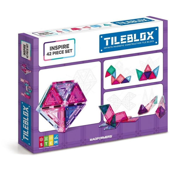 Magformers TileBlox Inspire 42 Piece Set | Magnetic Tiles | KidzInc Australia | Back of Box