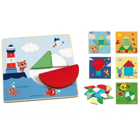 Djeco Tangramini Wooden Puzzle | KidzInc Australia Educational Toys Online