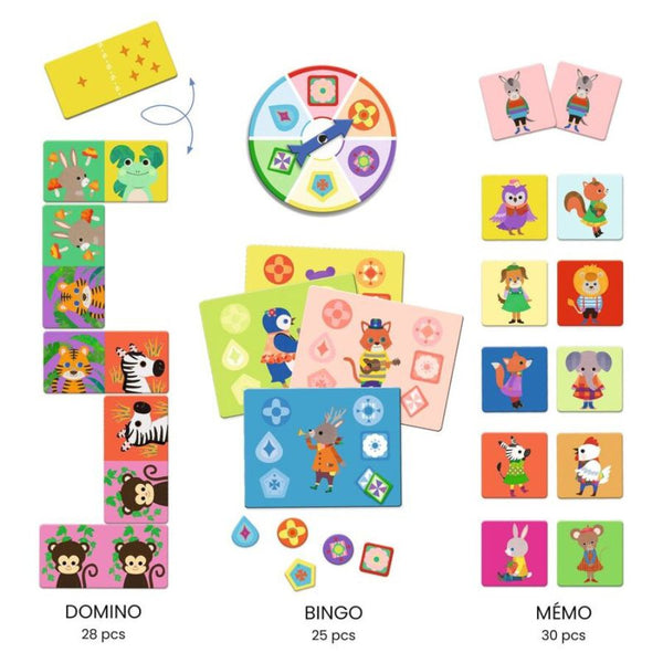 Djeco Trio of Animal Games for Preschoolers Contents | KidzInc Australia