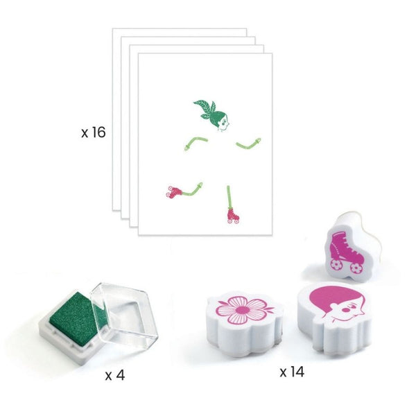 Djeco Flower Girls Stamp Set | Arts and Crafts for Kids | KidzInc Australia 2