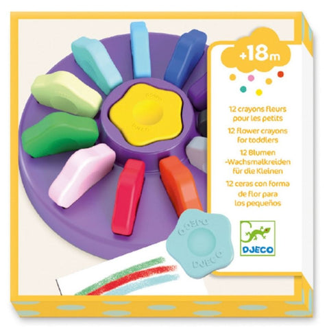 Djeco 12 Toddler Flower Crayons | Arts and Crafts for Kids | KidzInc