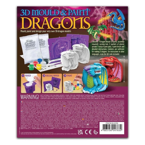 4M Toys 3D Mould and Paint Dragons | Arts and Crafts for Kids| KidzInc 3