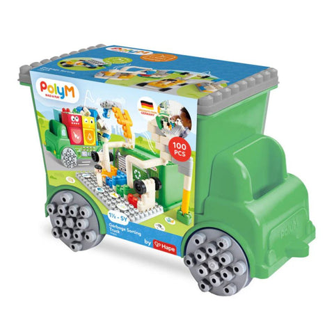 PolyM Garbage Sorting Truck 100 pieces Soft Building Blocks Set | KidzInc Australia