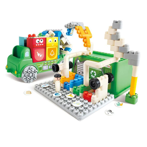 PolyM Garbage Sorting Truck 100 pieces Soft Building Blocks Set | KidzInc Australia 4