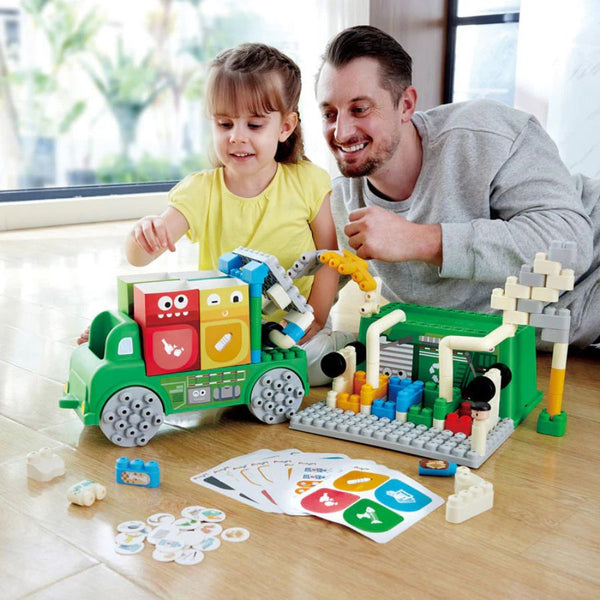 PolyM Garbage Sorting Truck 100 pieces Soft Building Blocks Set | KidzInc Australia 3