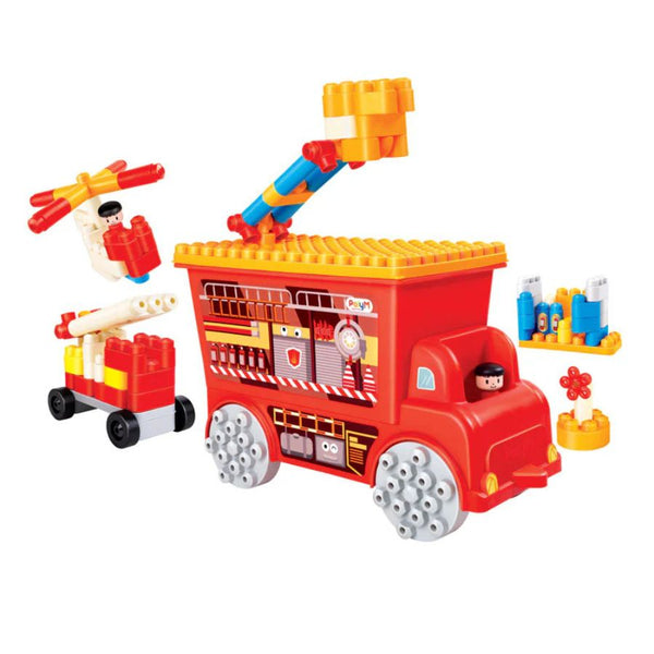 PolyM Fire Rescue Truck 106pc Soft Building Blocks Set | Toddler Toys | KidzInc Australia