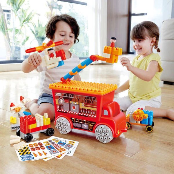 PolyM Fire Rescue Truck 106pc Soft Building Blocks Set | Toddler Toys | KidzInc Australia 2