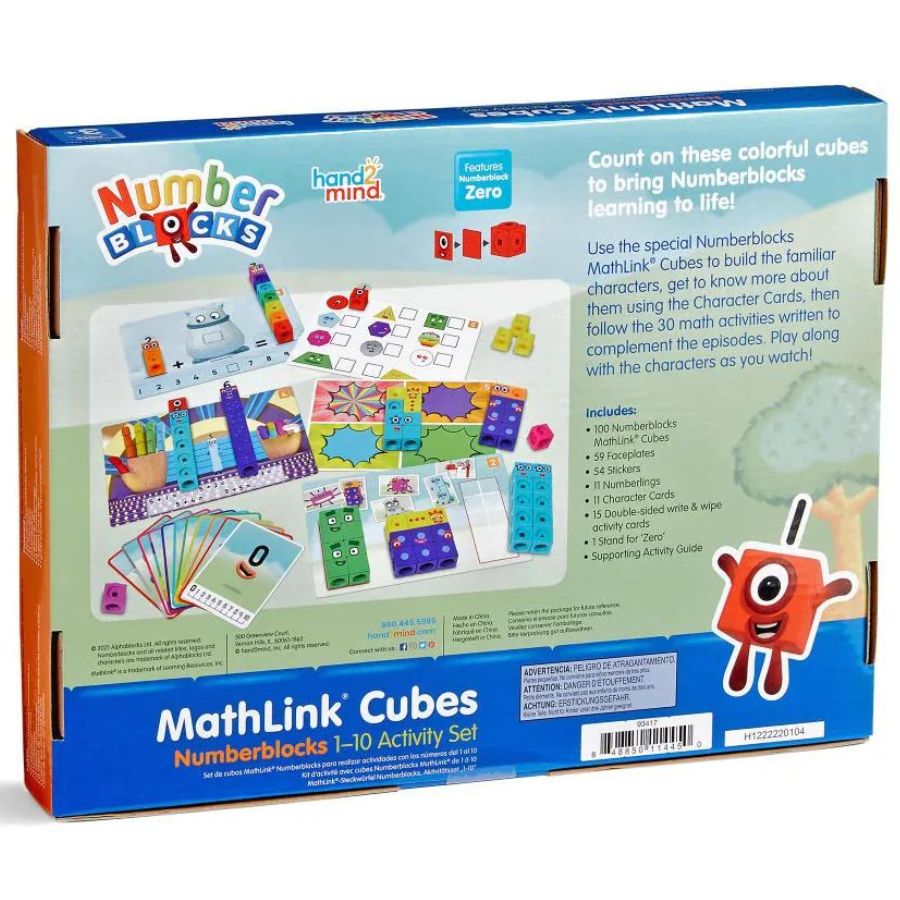 Hand2mind Blocks hand2mind Numberblocks MathLink Cubes 1-10 Activity Set | KidzInc