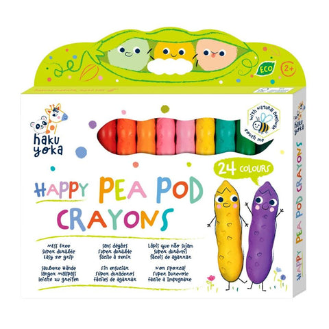 Haku Yoka Happy Pea Pod Crayons 24 Colours | Beeswax 2+ | KidzInc Australia