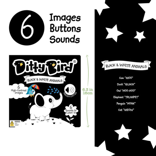 Ditty Bird Black & White Animals Board Book for Babies | KidzInc Australia 4
