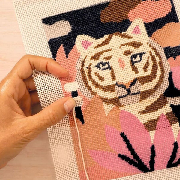 Djeco Atelier 64 Tiger Needlepoint Kit | Beginner Craft Set 15 Years + | KidzInc Australia 3