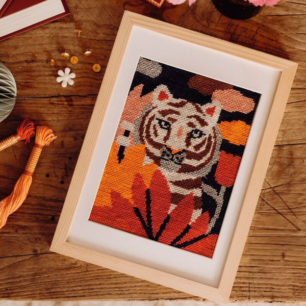 Djeco Atelier 64 Tiger Needlepoint Kit | Beginner Craft Set 15 Years + | KidzInc Australia 2