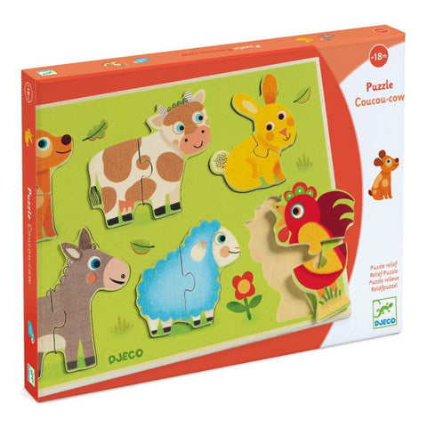 Djeco 12 Piece Wooden Farm Animal Puzzle | Toddler First Puzzle | KidzInc Australia 3