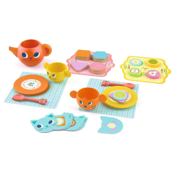 Djeco 35 piece Greedy Cats Tea and Biscuit Set (in round tub)| KidzInc Australia 2