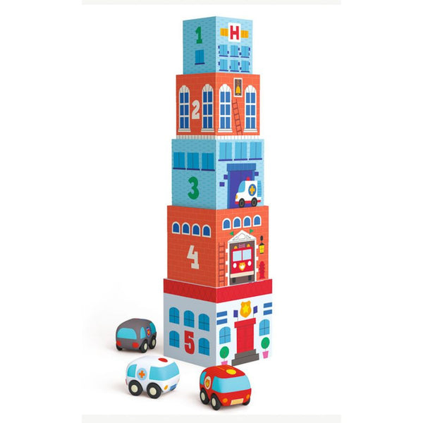 Djeco TopaniCar Blocks Set | Stacking Town Play with Vehicles | KidzInc Australia 4