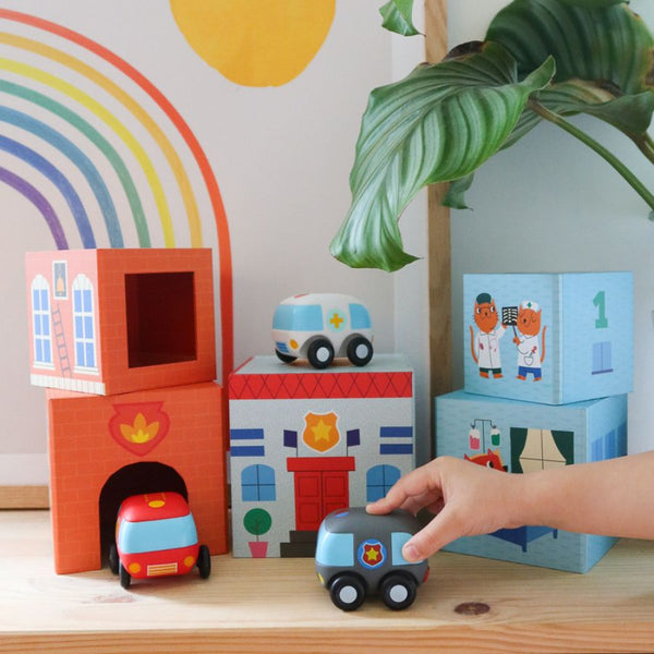 Djeco TopaniCar Blocks Set | Stacking Town Play with Vehicles | KidzInc Australia 2