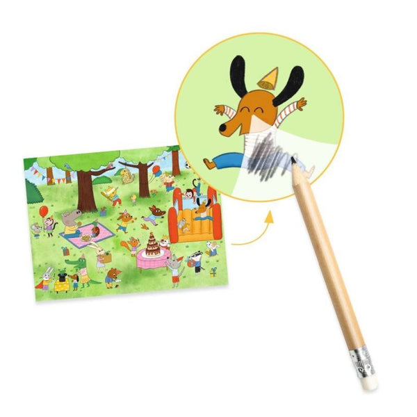 Djeco Party Time 100 Decals & 3 Backgrounds - Creative Storytelling Fun | KidzInc Australia 4