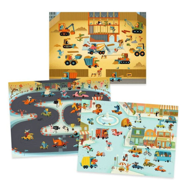 Djeco Asphalt Construction & Racing 100 Decals with 3 Backgrounds | KidzInc Australia 2