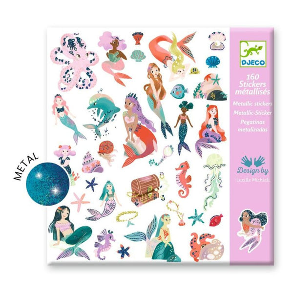 Djeco Sparkly Mermaids Metallic Sticker Set | KidzInc Australia
