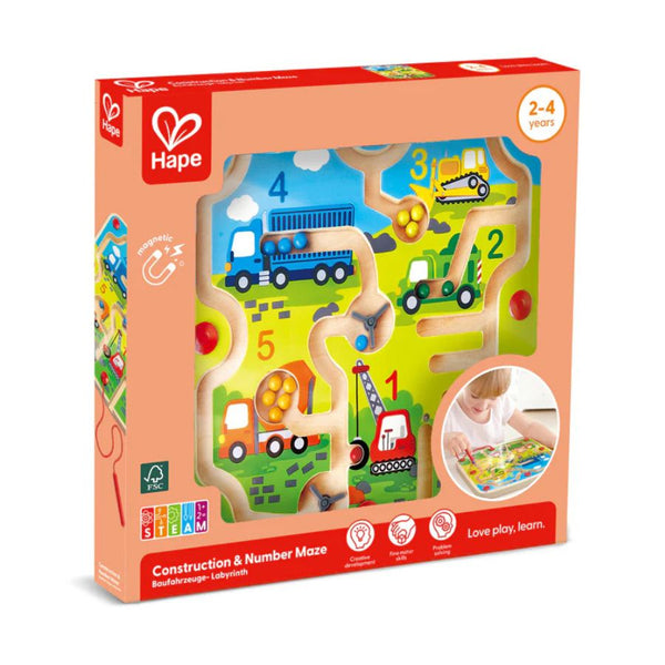Hape Construction & Number Maze – Early Learning Magnetic Game | KidzInc Australia