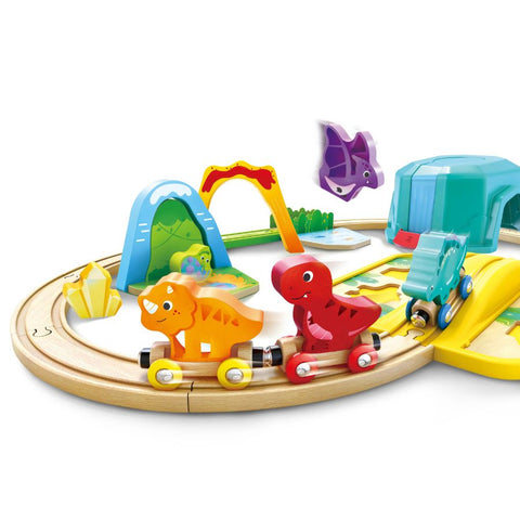 Hape Dinosaur Train Bucket Set – Interactive Wooden Railway Toy | KidzInc Australia