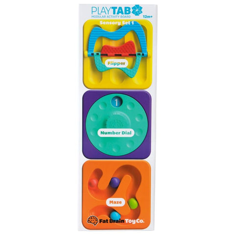 Fat Brain Toy Co PlayTab Sensory Set 1 | Flipper, Number Dial, Maze Tiles | KidzInc Australia