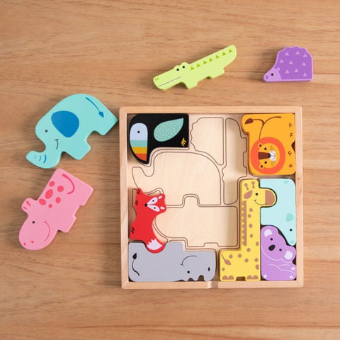 Fat Brain Toys Animal Block Puzzle | Wooden Toys | KidzInc Australia