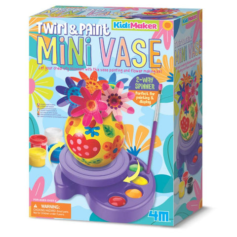 4M KidzMaker Twirl & Paint Mini Vase Craft Kit for Kids | KidzInc Australia