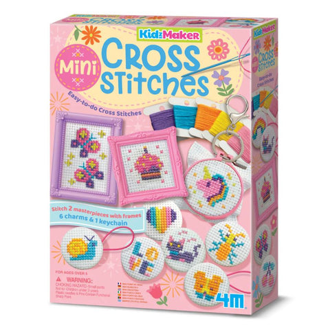 4M KidzMaker Mini Cross Stitch Buttons DIY Craft Kit | KidzInc Australia