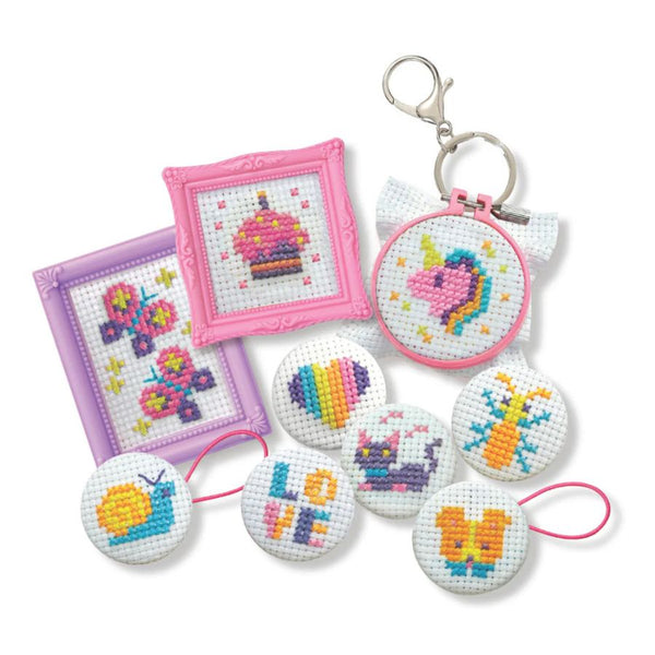 4M KidzMaker Mini Cross Stitch Buttons DIY Craft Kit | KidzInc Australia 3