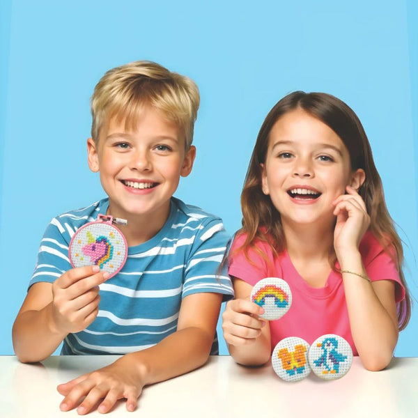 4M KidzMaker Mini Cross Stitch Buttons DIY Craft Kit | KidzInc Australia 2