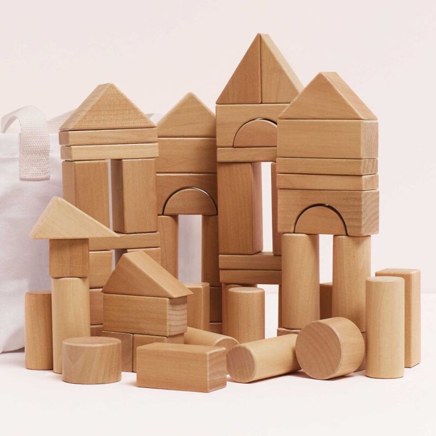 Le Toy Van Natural Wood Building Blocks – 60pcs | Creative Play Toy | KidzInc Australia