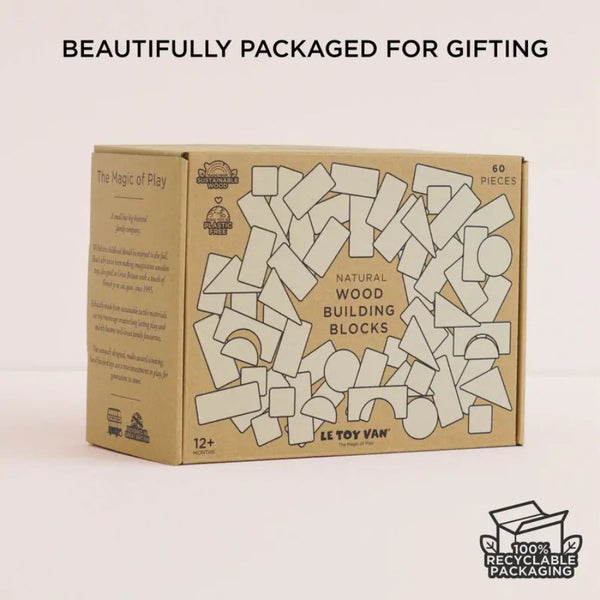 Le Toy Van Natural Wood Building Blocks – 60pcs | Creative Play Toy | KidzInc Australia 2