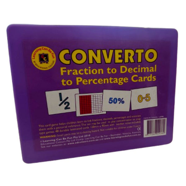 Learning Can Be Fun - Converto Fraction to Decimal to Percentage Cards 2