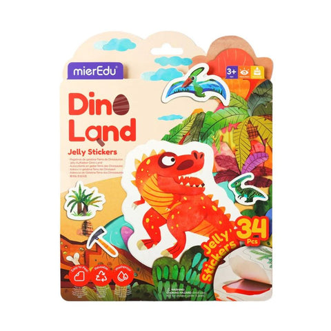 mierEdu Jelly Stickers Dino Land – Reusable Dinosaur Play Set | KidzInc Australia