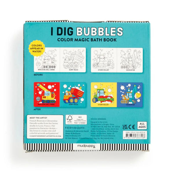 Mudpuppy Colour Magic Bath Book I Dig Bubbles – Construction Fun | KidzInc Australia 4