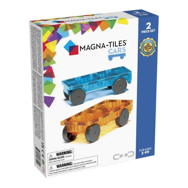 Magna-Tiles Cars 2 Piece Expansion Set Blue and Orange | KidzInc Australia