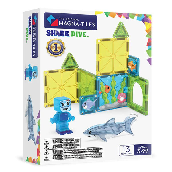 Magna-Tiles Shark Dive 13 Piece | Magnetic Tile Travel Ocean Building | KidzInc Australia