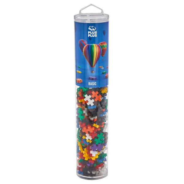 Plus-Plus Basic Mix 240 piece building blocks tube with colourful interlocking construction pieces for ages 5 plus