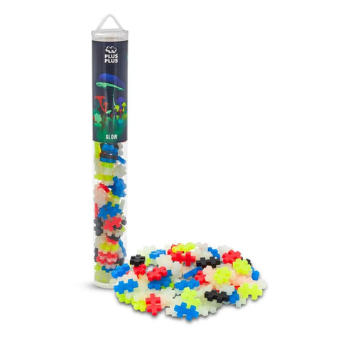 Plus-Plus Glow in the Dark Mix 100 Piece Tube | STEM Building Toy | KidzInc Australia