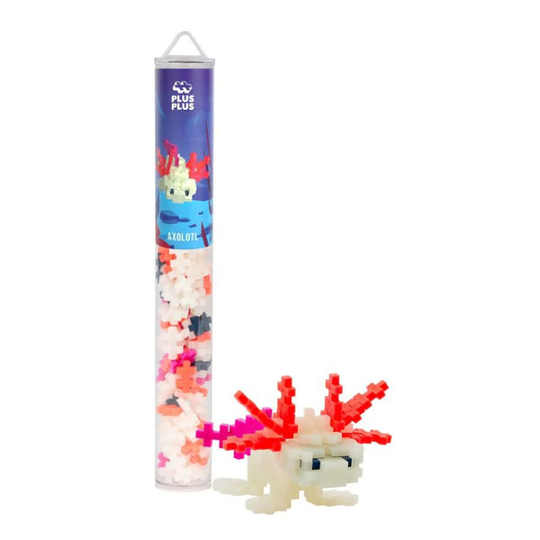 Plus-Plus Axolotl Building Blocks | Glow in the Dark 100 piece Tube | KidzInc Australia
