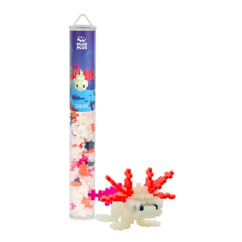 Plus-Plus Axolotl Building Blocks | Glow in the Dark 100 piece Tube | KidzInc Australia