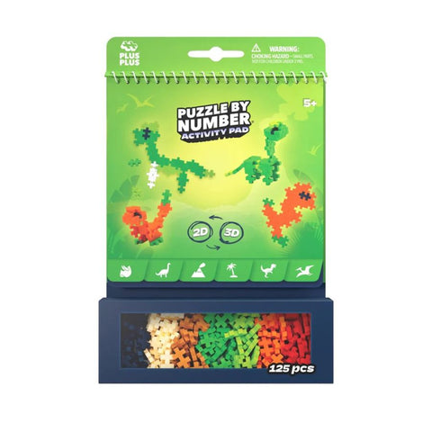 Plus-Plus Puzzle by Number Activity Pad Dinosaur | KidzInc Australia