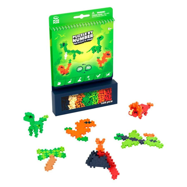 Plus-Plus Puzzle by Number Activity Pad Dinosaur | KidzInc Australia 3