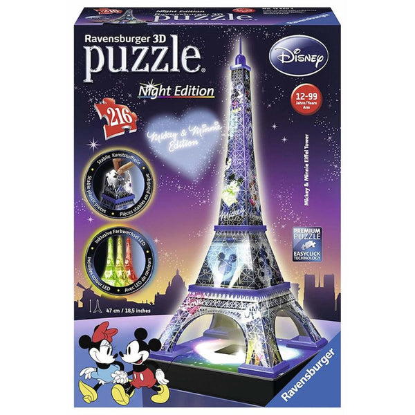Ravensburger - 3D Puzzle 216pc Mickey & Minnie Eiffel Tower Night Edition