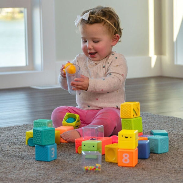 Sassy Baby Busy Builder Activity Blocks | Stacking Toy 12 months + | KidzInc Australia 2